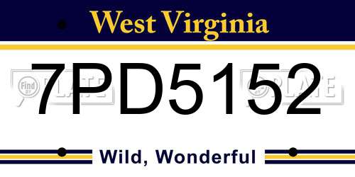 7PD5152 West Virginia License Plate