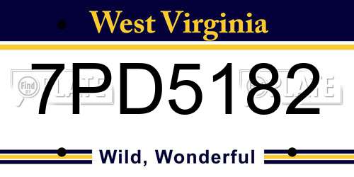 7PD5182 West Virginia License Plate