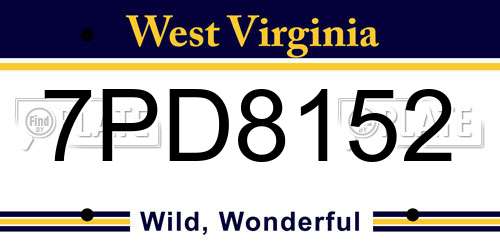7PD8152 West Virginia License Plate