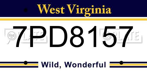 7PD8157 West Virginia License Plate