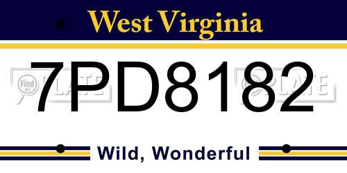 7PD8182 West Virginia License Plate