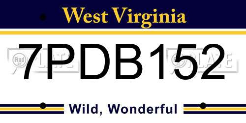 7PDB152 West Virginia License Plate