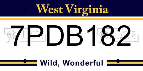 7PDB182 West Virginia License Plate