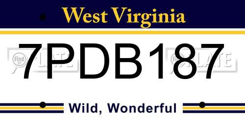 7PDB187 West Virginia License Plate