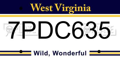 7PDC635 West Virginia License Plate