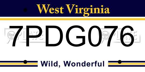 7PDG076 West Virginia License Plate