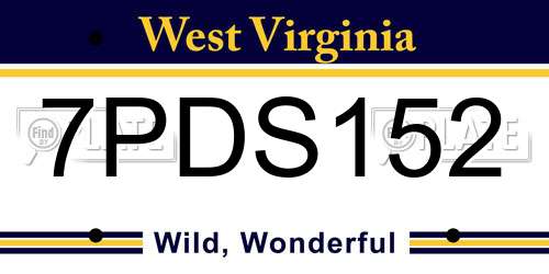 7PDS152 West Virginia License Plate