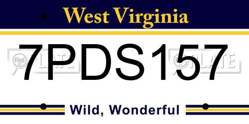 7PDS157 West Virginia License Plate