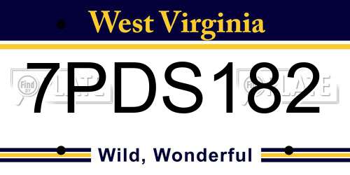 7PDS182 West Virginia License Plate