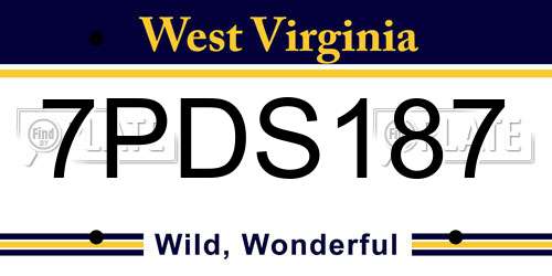 7PDS187 West Virginia License Plate