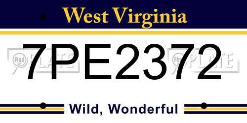 7PE2372 West Virginia License Plate