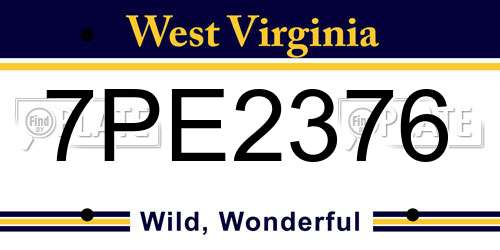7PE2376 West Virginia License Plate