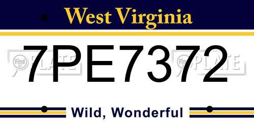 7PE7372 West Virginia License Plate