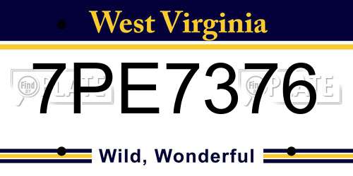 7PE7376 West Virginia License Plate