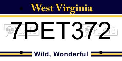 7PET372 West Virginia License Plate