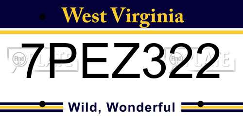 7PEZ322 West Virginia License Plate