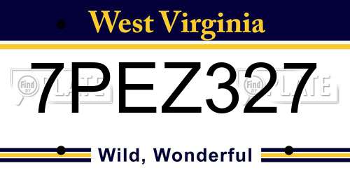 7PEZ327 West Virginia License Plate