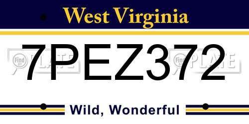 7PEZ372 West Virginia License Plate