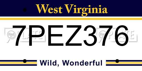7PEZ376 West Virginia License Plate