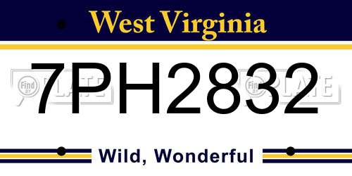 7PH2832 West Virginia License Plate