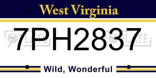 7PH2837 West Virginia License Plate