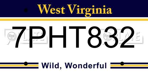 7PHT832 West Virginia License Plate