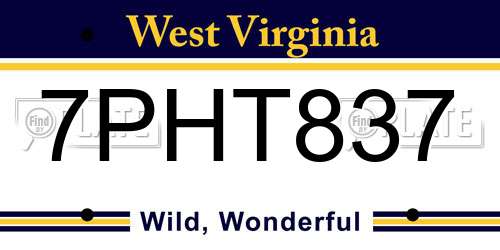 7PHT837 West Virginia License Plate