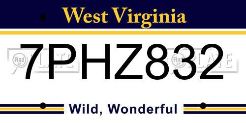 7PHZ832 West Virginia License Plate