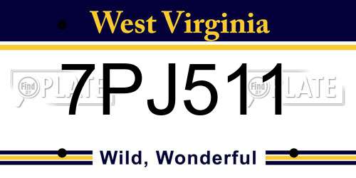 7PJ511 West Virginia License Plate