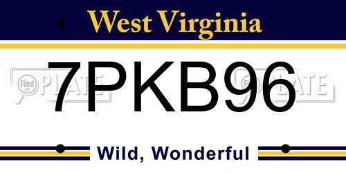 7PKB96 West Virginia License Plate