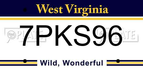 7PKS96 West Virginia License Plate