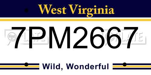 7PM2667 West Virginia License Plate