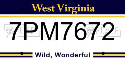 7PM7672 West Virginia License Plate