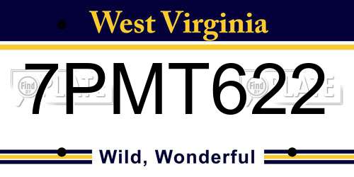 7PMT622 West Virginia License Plate