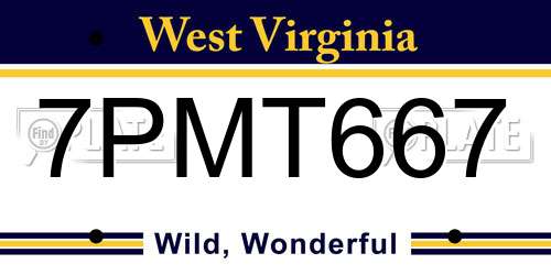 7PMT667 West Virginia License Plate