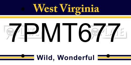 7PMT677 West Virginia License Plate