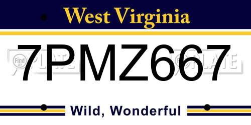 7PMZ667 West Virginia License Plate