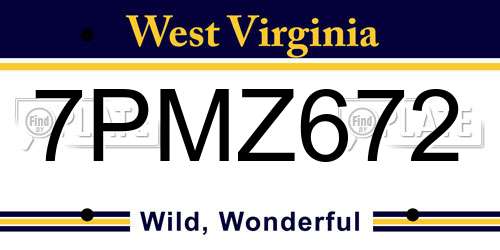 7PMZ672 West Virginia License Plate