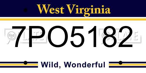 7PO5182 West Virginia License Plate