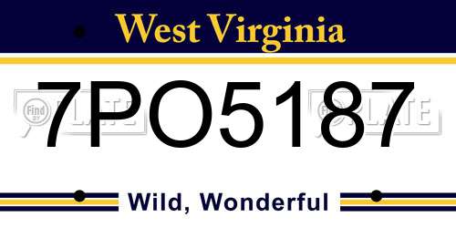 7PO5187 West Virginia License Plate