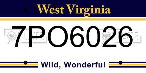 7PO6026 West Virginia License Plate