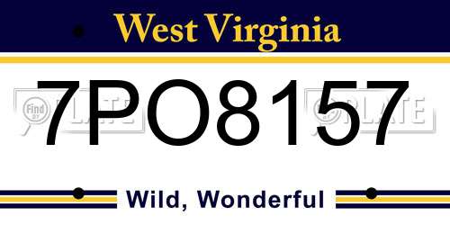 7PO8157 West Virginia License Plate