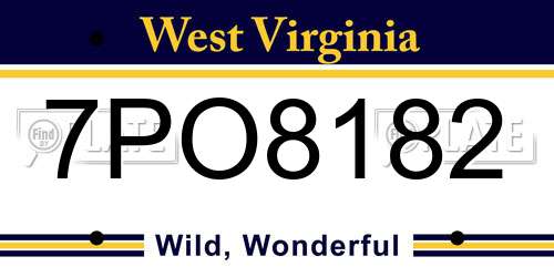 7PO8182 West Virginia License Plate