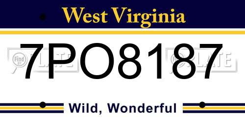 7PO8187 West Virginia License Plate