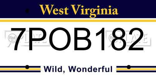 7POB182 West Virginia License Plate