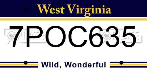7POC635 West Virginia License Plate