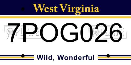 7POG026 West Virginia License Plate