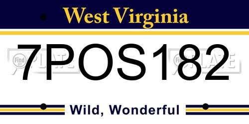 7POS182 West Virginia License Plate
