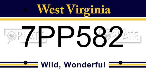7PP582 West Virginia License Plate