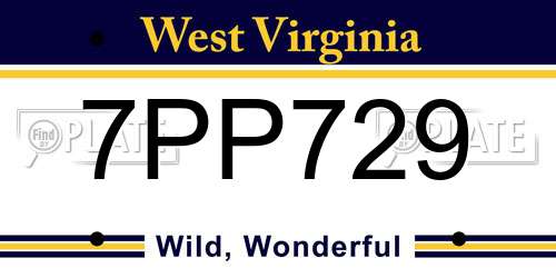 7PP729 West Virginia License Plate